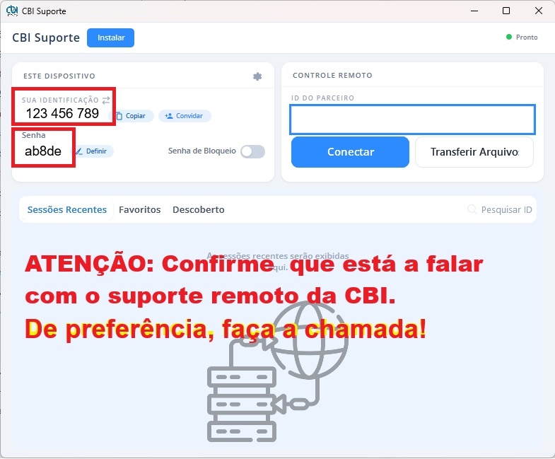 Aviso de suporte remoto